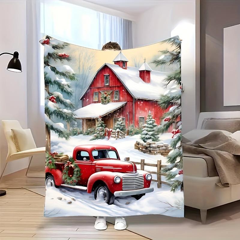 Christmas Candy Cane Pattern Throw Blanket, Festive Home Decor Blanket