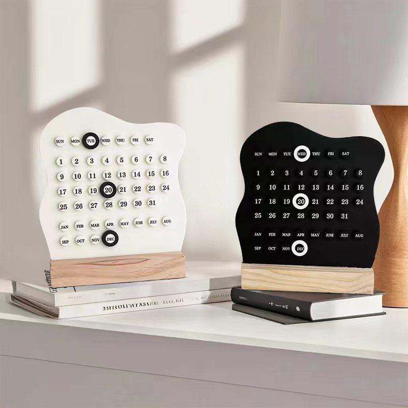 Perpetual Calendar Handmade DIY Ring Desk Calendar Desktop Ornament High Value Acrylic Calendar Small Ornament Photo Prop