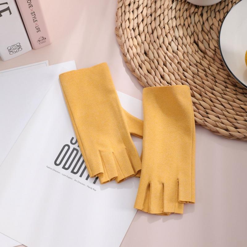 German velvet gloves women's winter half-finger gloves woolen emollient and warm thin half-finger keyboard student gloves
