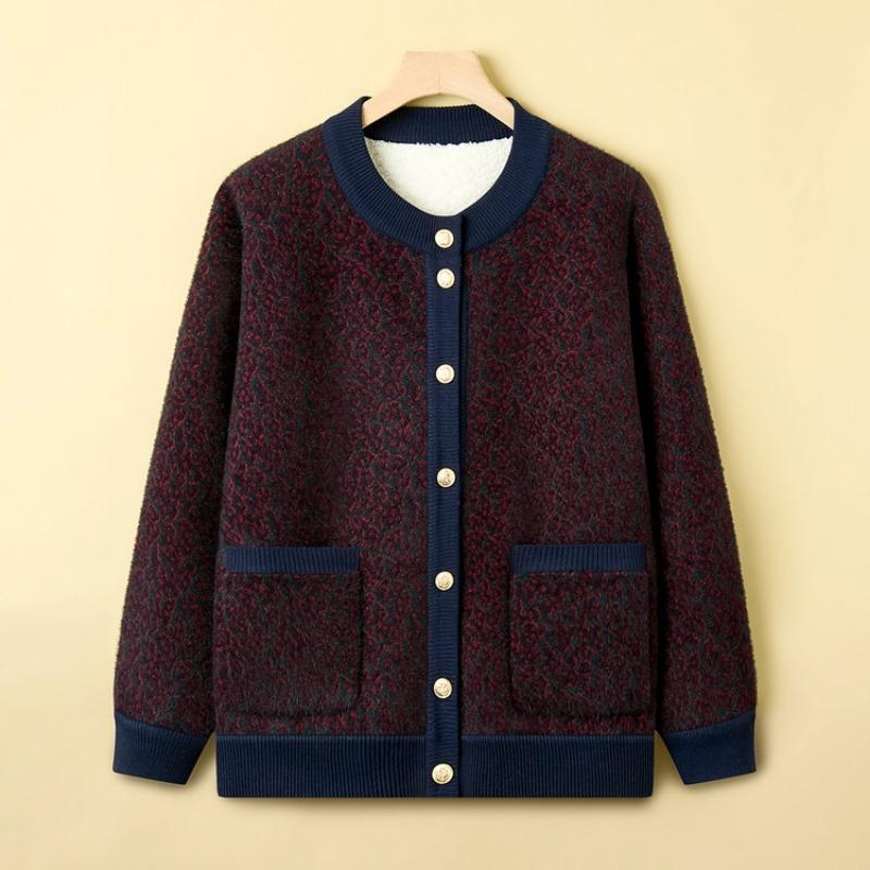 

Мама флисовый утолщенный свитер средний модный кардиган топ женский осенне-зимний модный вязаный жакет 5XL