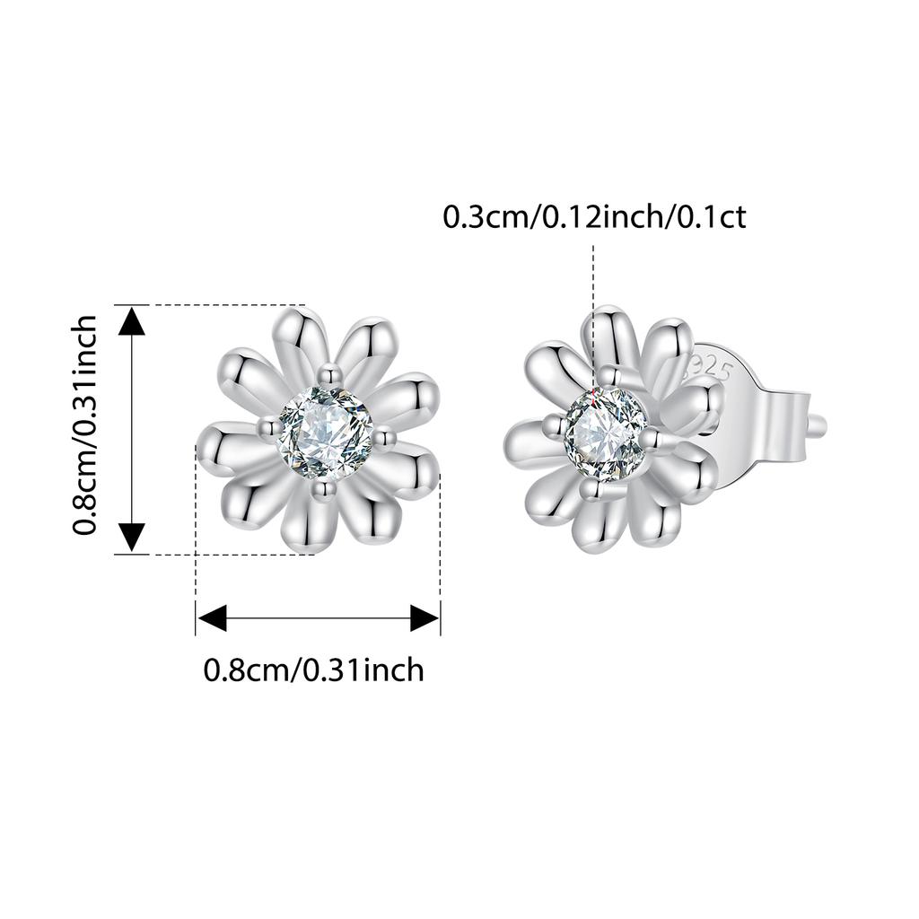 WOSTU Moissanite Mini Daisy Flower Clover Earrings 925 Silver Diamoind Cut Heart Round Wedding Studs Party Gift For Mom Daughter