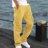 Herren Cargohose mit mehreren Taschen, Kordelzug, elastischer Bund, verstellbares Bein, Übergröße, locker, einfarbig