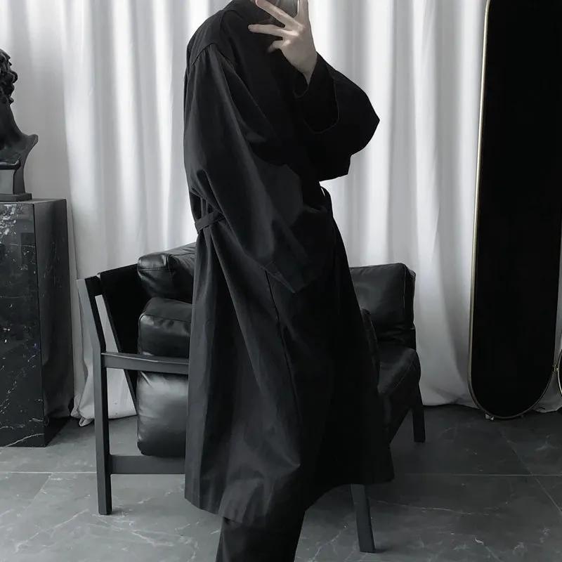 Autumn and Winter Windbreaker Jacket Men's Hong Kong Style Jacket Loose Coat