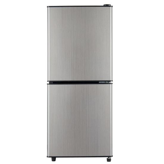 106L Energy-Saving Mini Fridge, 60L Fridge and 46L Freezing Machine, 7 Temperature Settings, Silver Color Door, Black Body, Led Lighting, Adjustable