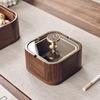CRISTALGLASS Walnut Wood Ashtray with Lid