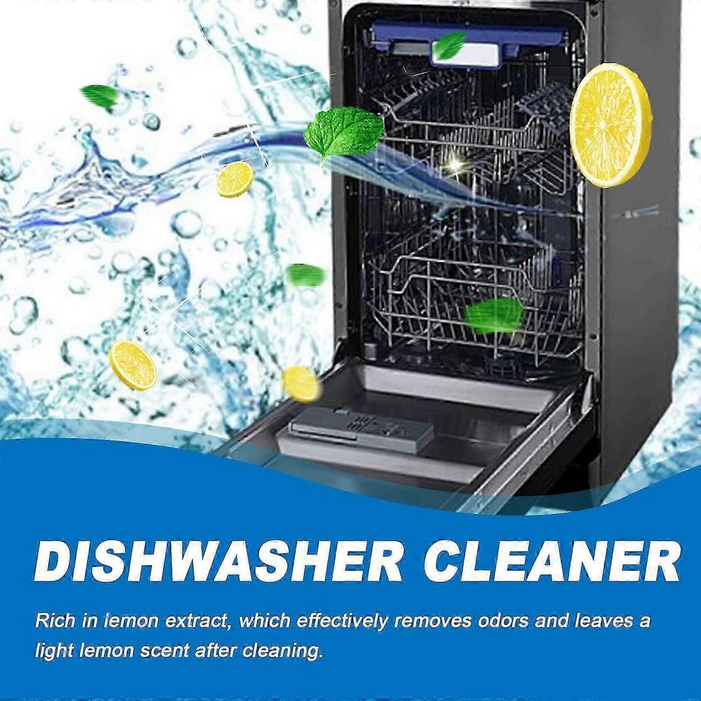 Heavy Duty Dishwasher Cleaning Tablets - Lemon Fresh Odor Removal & Deep Clean for All Dishwasher Types, 200g