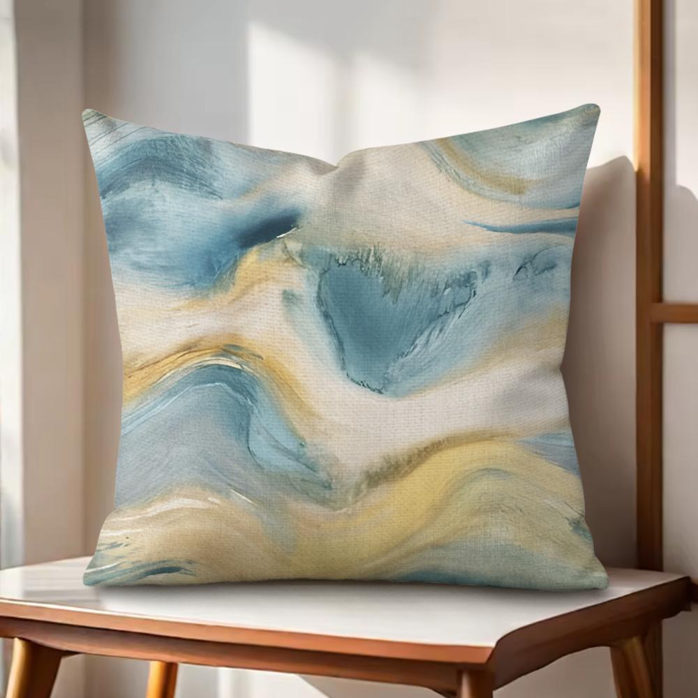 Marble Pattern Cushion Cover Natural Linen Organic Fabric DoubleSided Printing Couch Pillow Covers Home Decor Gift