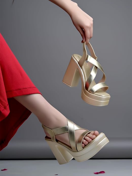 Shoetopia Sandals Stylish Comfortable Slip-On Slides Soft Cushion Block Heel|| Footbed, Anti-Slip Sole  Perfect for Daily Casual Footwear