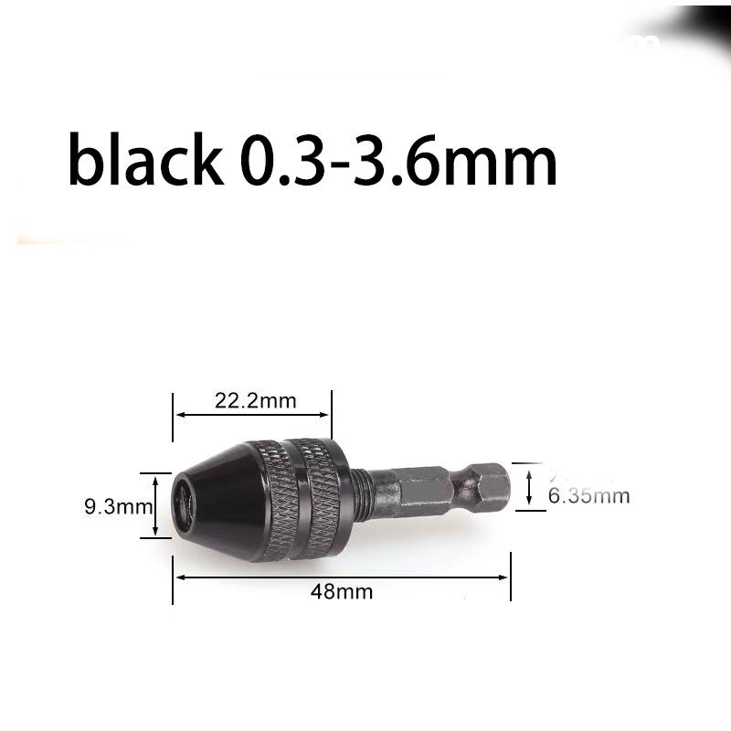 Quick-Change 3-Jaw Drill Chuck - Fits 0.3-6.5mm Bits, 3.6mm Hex Shank for Rotary Tools
