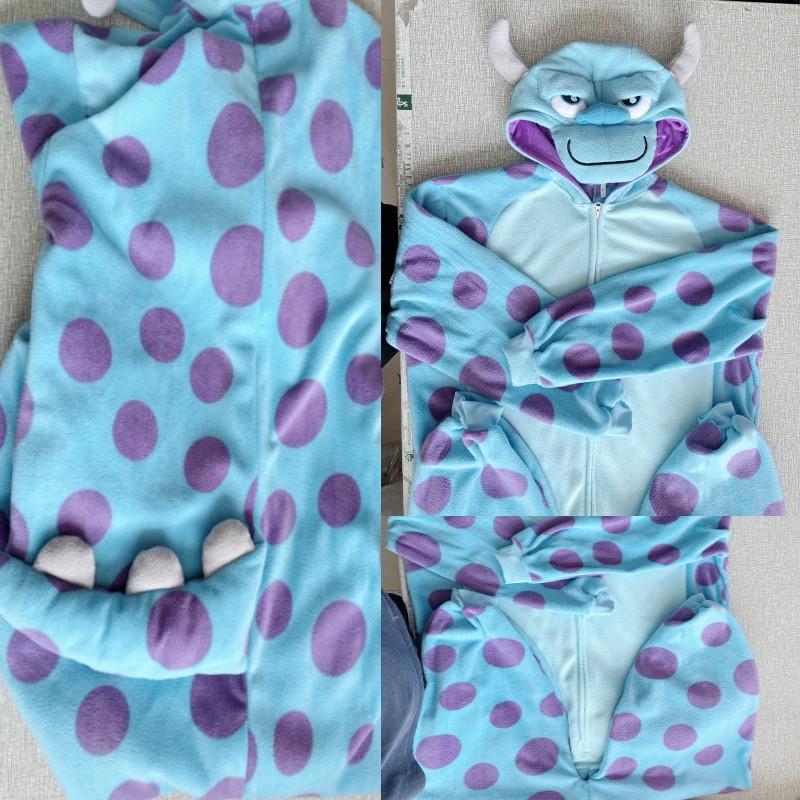 Polar Fleece Sullivan Mike Wazowski Monster Kigurumi Adults Cartoon Onesie Pyjama Costumes For Halloween Carnival Cosplay Party
