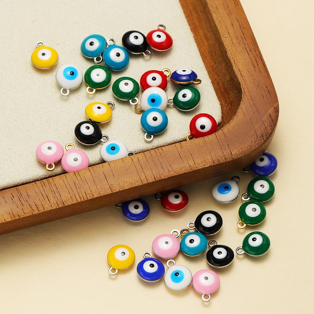 20pcs Stainless Steel 8mm Gold Color Eyes Beads Charms for DIY Necklaces Bracelets Findings Supplies Jewelry Earrings Making