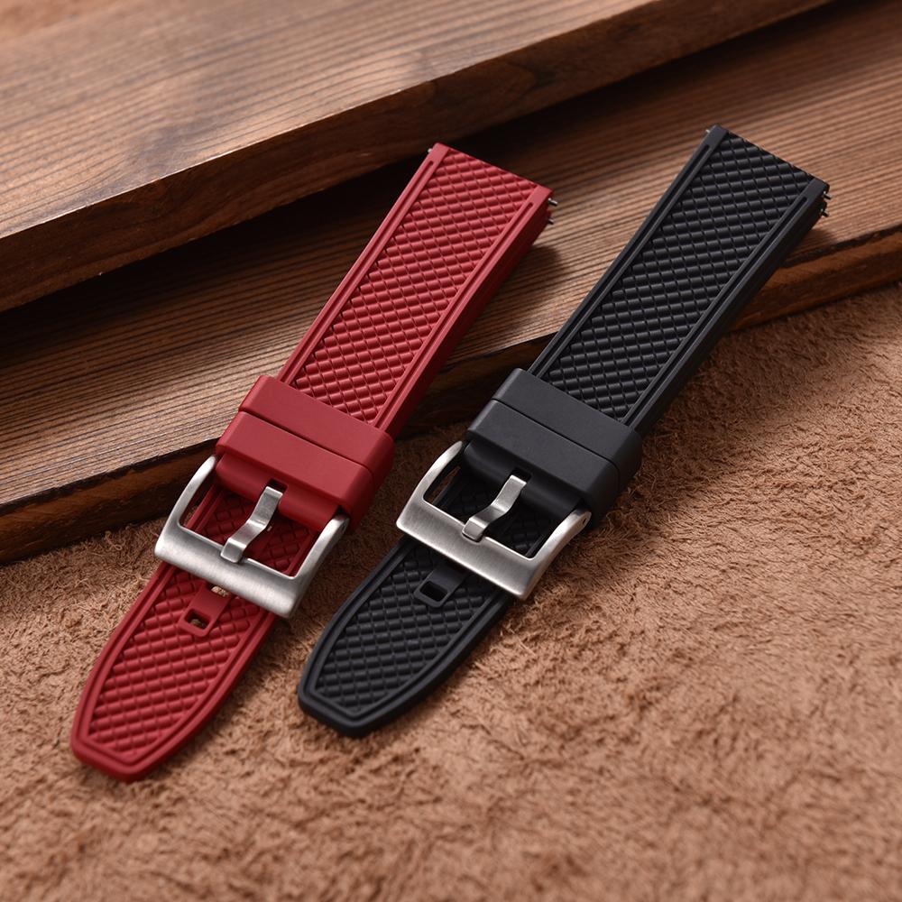 New Design HAISCH FKM Rubber Watch Strap 18mm 20mm 22mm 24mm Bullet Shape Quick Release Watch Bands Diving Waterproof Wristbands