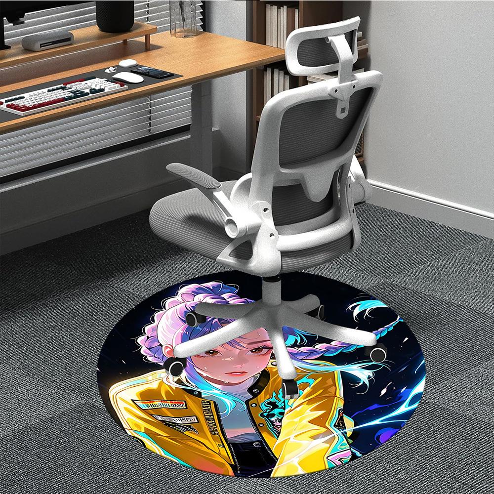 

1PC KPop Demon Hunters Office Round Area Rug Suitable For Office, Under Office Chairs Bedroom Living Room Home Decor, Room Deco T1224010 80cm by 80cm