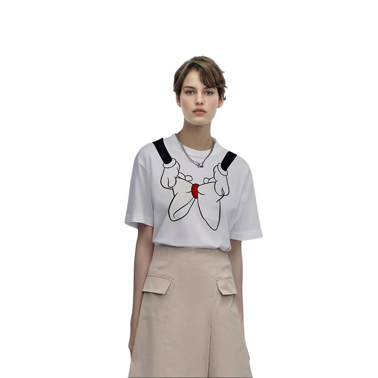 Uniqlo Ambush Disney Collaboration Bow Tie Print Short Sleeve T-Shirt Women tops White 424783-00