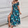 Summer hot seaside vacation tropical floral print dress
