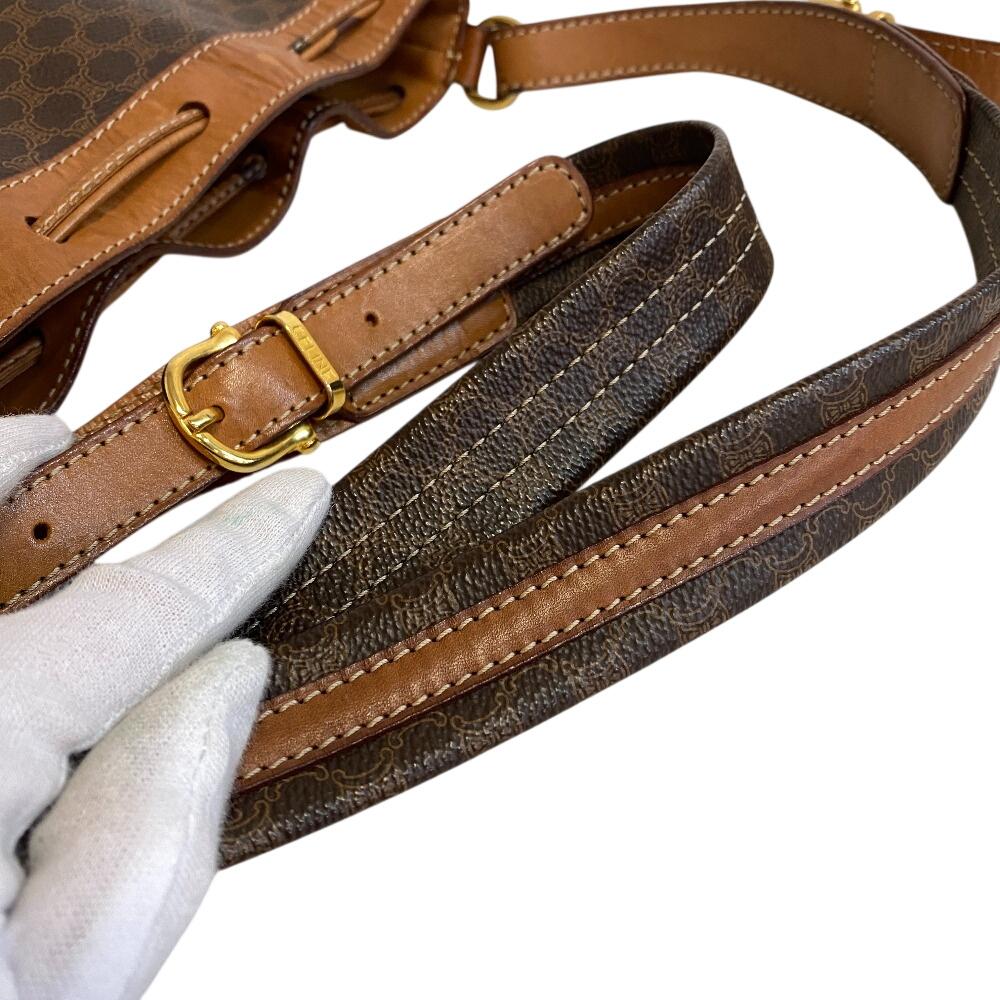 Celine M93 Purse Macadam Leather Shoulder Bag Brown Leather Used