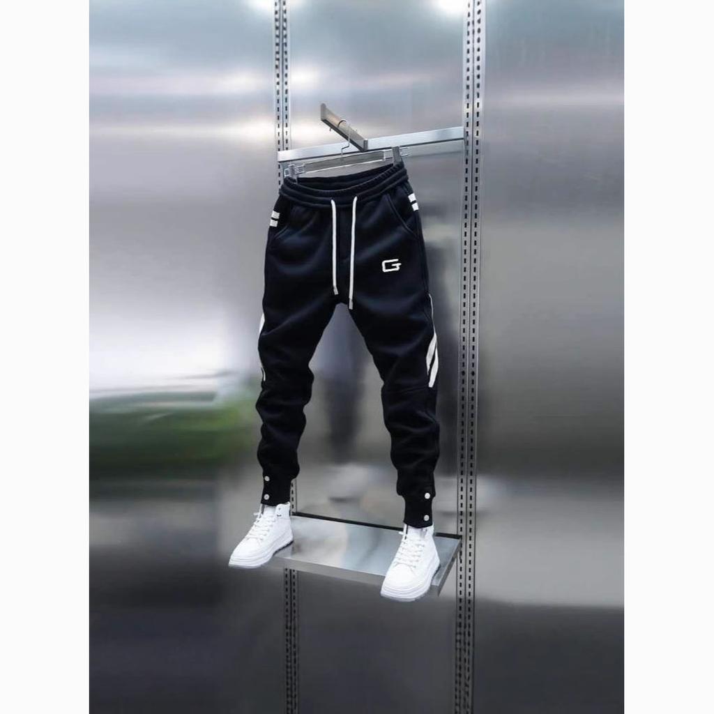 Spring Men's Fashion Embroidery Stitching Cuffed Sports Pants