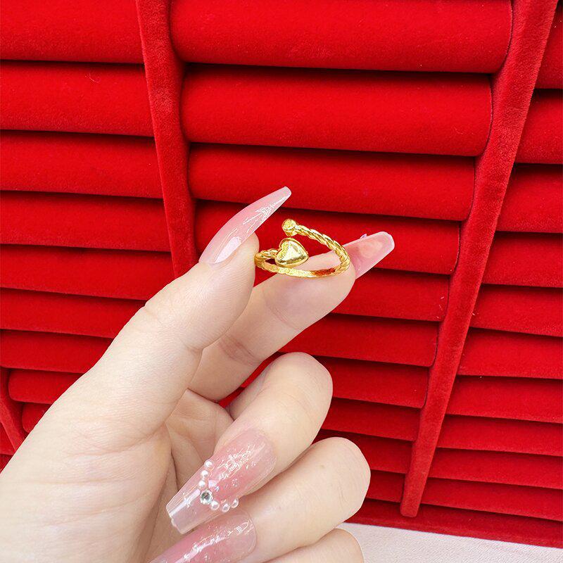 Exquisite Sand Gold Open Ring for Women: High-End Niche Design, Light Luxury Style, Long-Lasting Color, Imitation Gold.