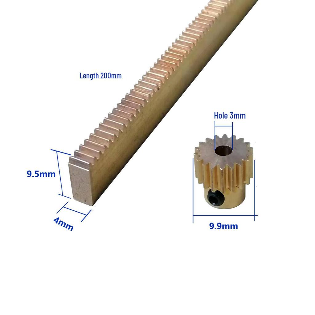 0.5 Module Copper Rack Linear Slide Rail Guide with 4x10x200mm Spur Gear Drive Rod