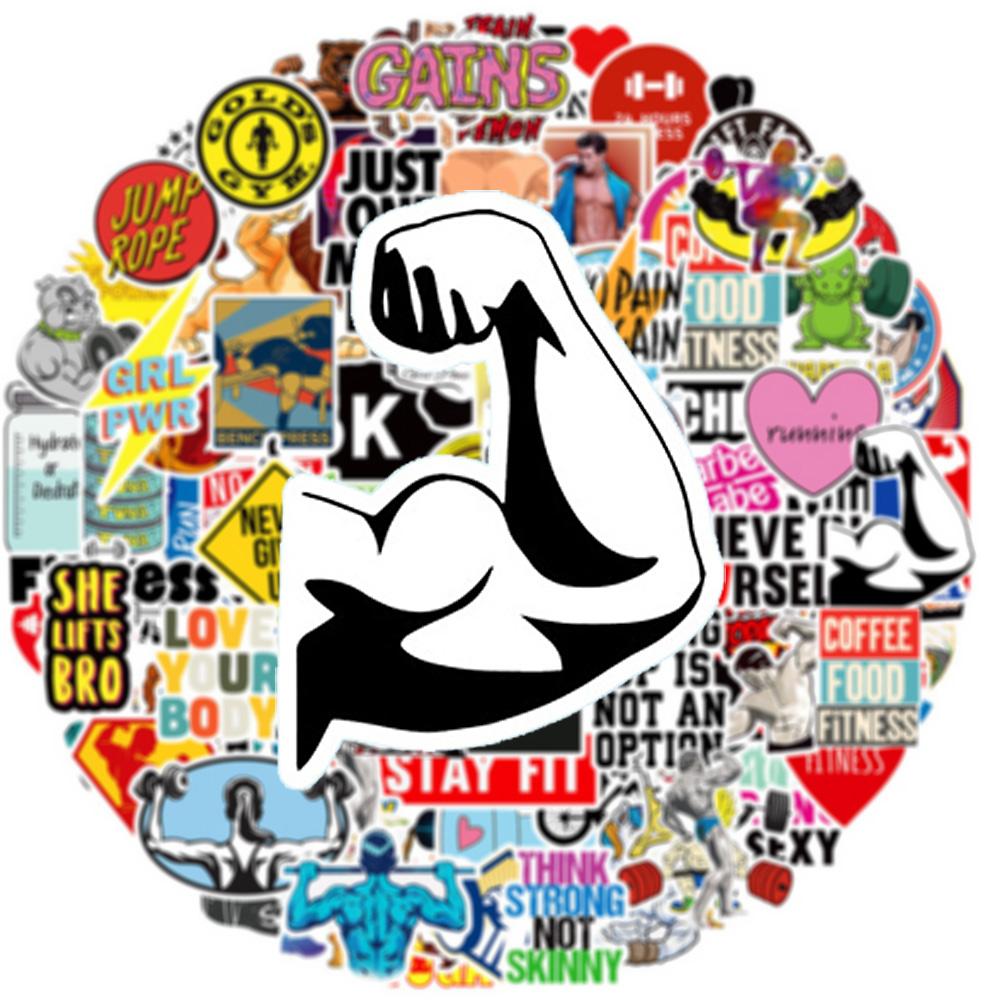 10/30/50/100pcs Fitness Inspirational Phrase Stickers Cool Cartoon Sticker Water Bottle Laptop GYM Phone Graffiti Decals Packing