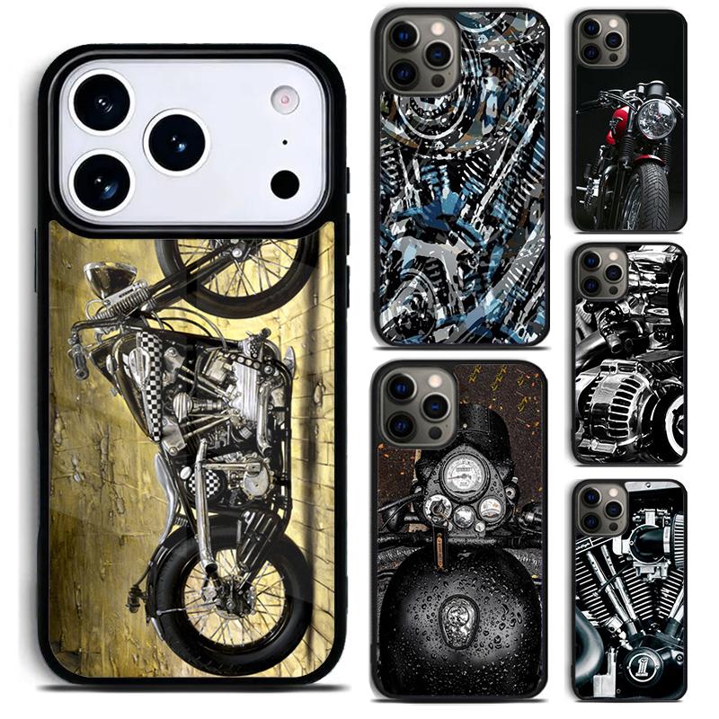 Motor Engine Motorcycle Phone Case for iPhone 17 16 15 Pro Max Air 14 13 12 11 Plus Shockproof Capa Cover