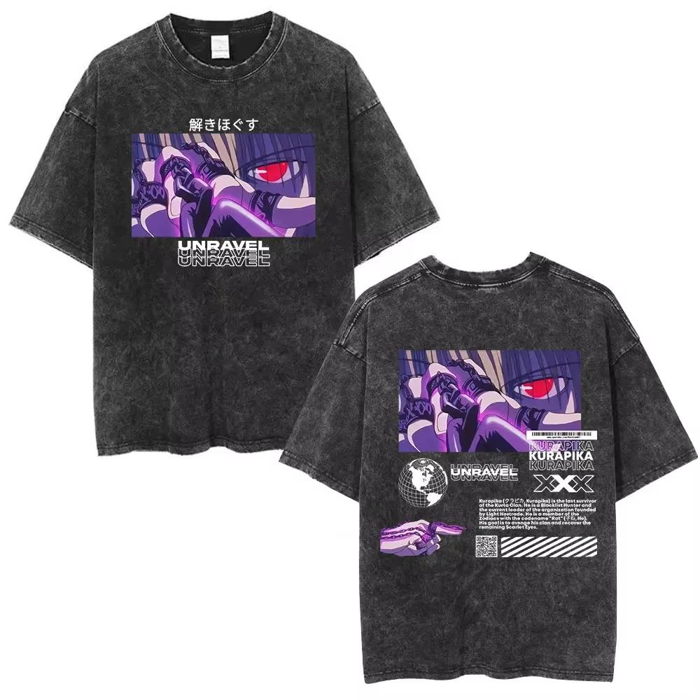 2026 Hot Sale Anime Hunter X Hunter Phantom Troupe Washed T-shirts Hisoka Graphic Print T Shirts Men Women Clothing Cotton Oversized Tee Short Sleeve