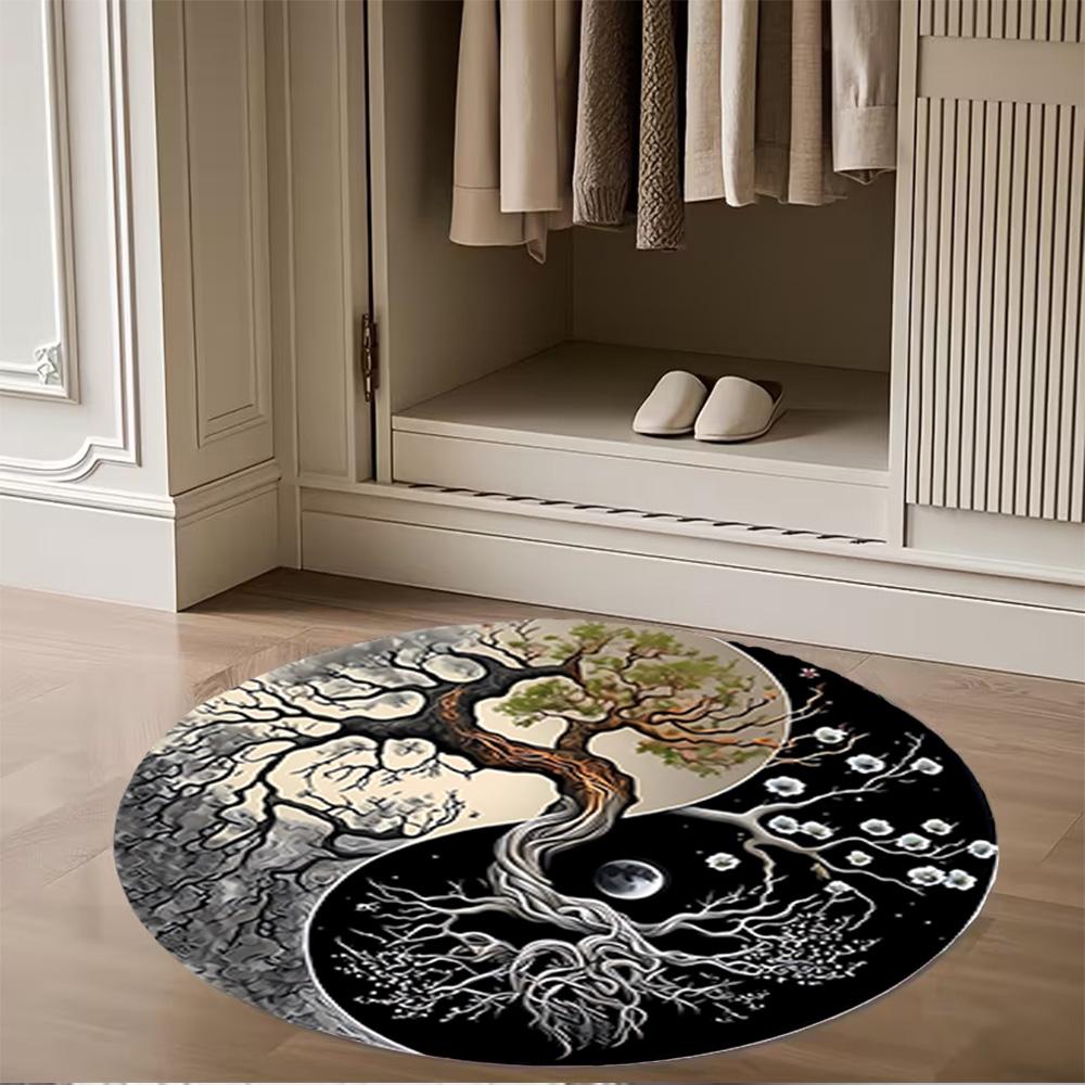 1pc Yin Yang Tree Design Non Slip Home Carpet Living Room Decoration Gift Idea