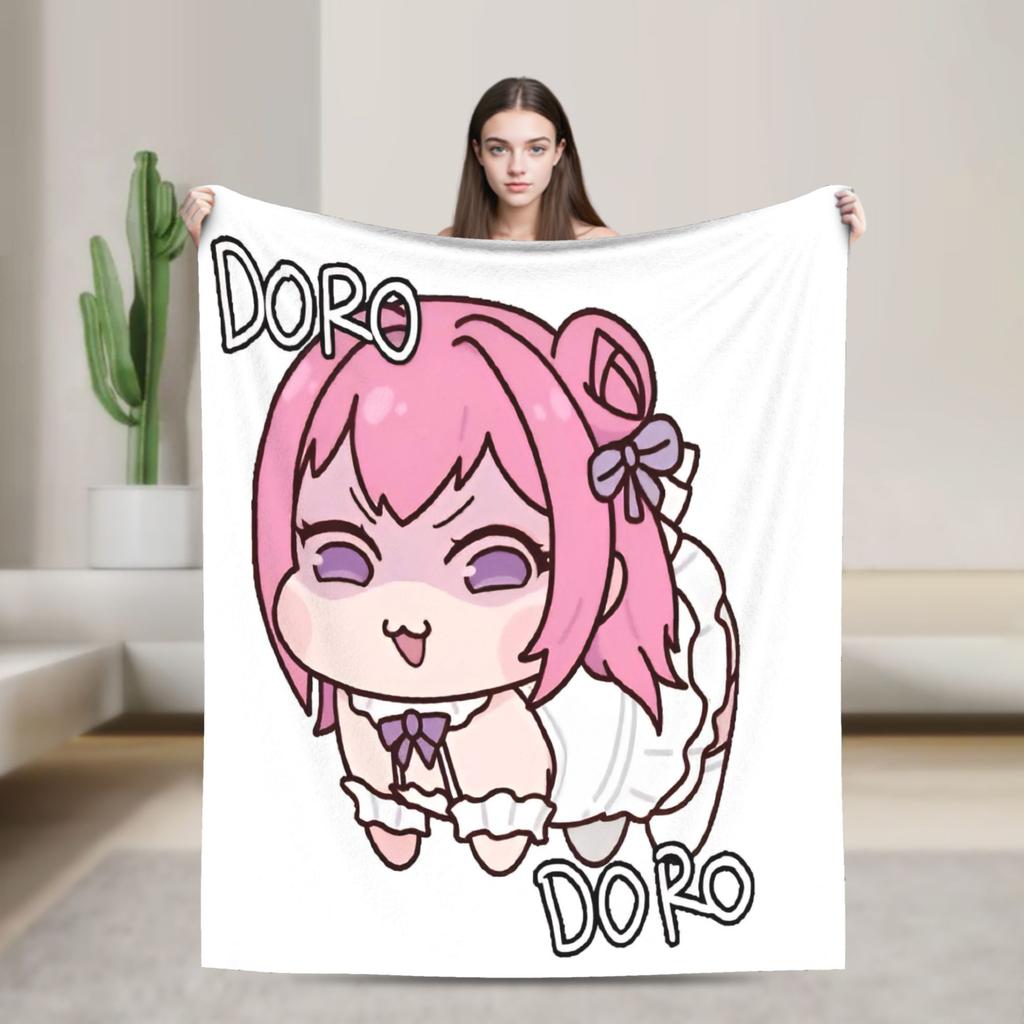 Cute Fanart N-Nikke DORO Flannel Blanket Winter  Soft Warm Throw Blanket for Girls Boys Living Room Graphic Bedspread Bed Cover