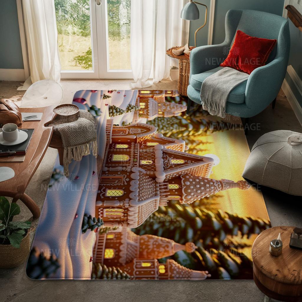 House Entrance Carpet Home Door Mat Living Room Bath Foot Bathroom Non-slip Water Absorption Rugs Bath Merry Christmas Winter