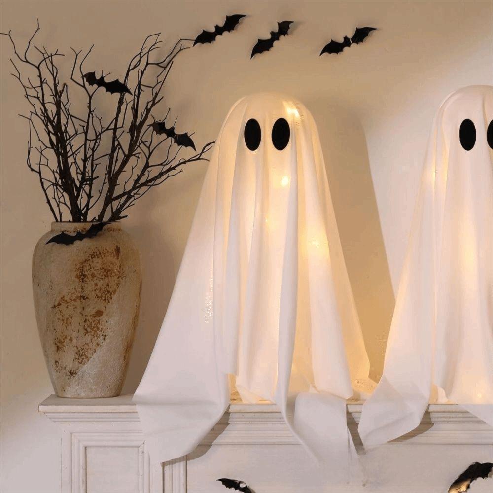 LED String Lights Halloween Ghost Decoration Glowing Effect Light Up Feature Light Up Ghost Decorative Figurine Scary Design