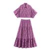 European and American Style French Women's Clothing Fashion Design Texture Cut Flower Casual Style Two-piece Set