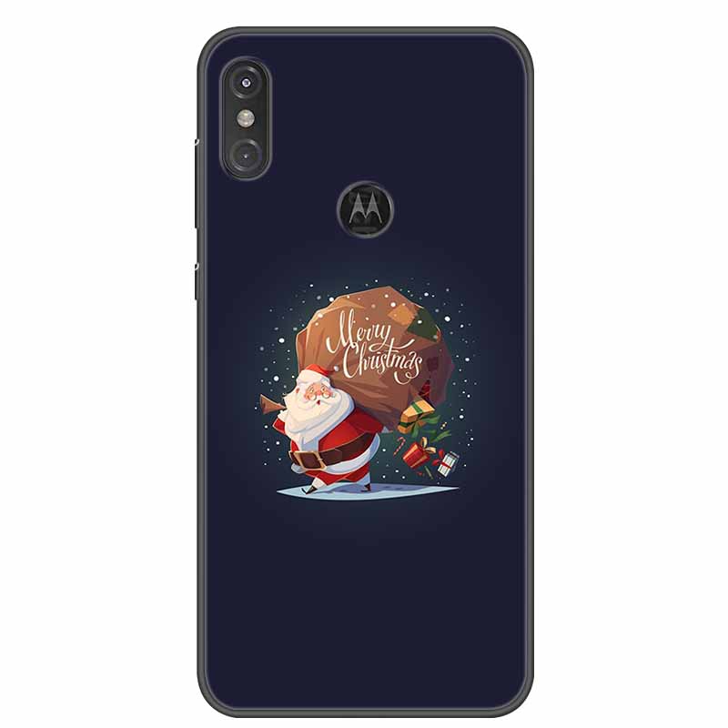 For Moto One Vision Case Luxury Silicone TPU Soft Cover Phone Case For Motorola Moto One Action Macro Shockproof Christmas Coque