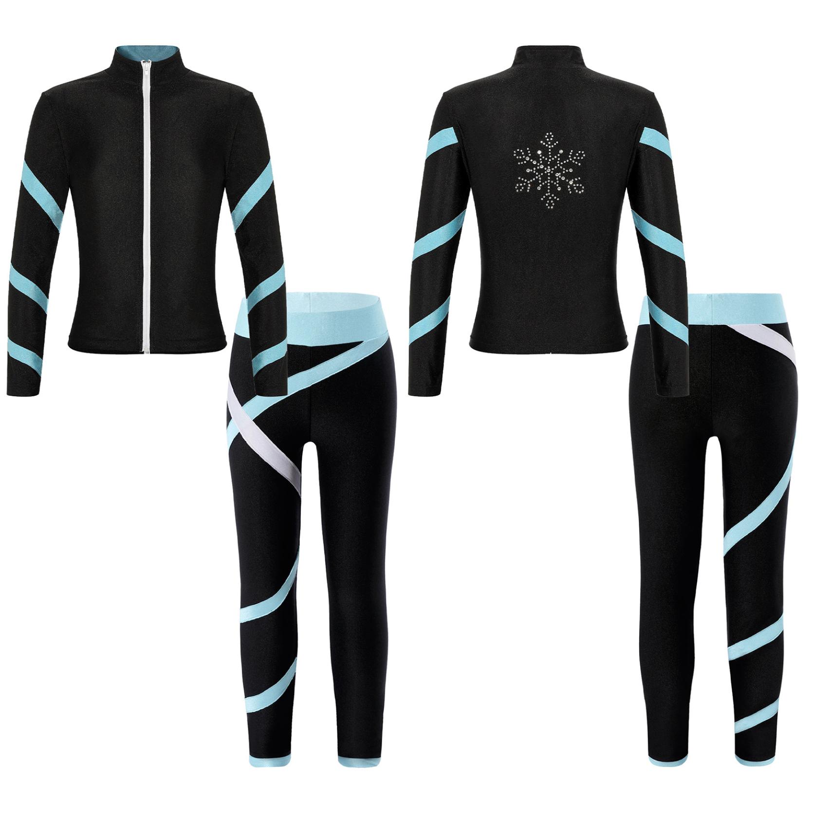 

Детский спортивный костюм контрастного цвета в полоску для девочек, толстовка с воротником-стойкой на молнии и длинными рукавами, леггинсы для занятий йогой, бегом, катанием на коньках 15-16 Years