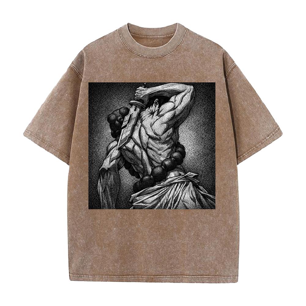 

Manga Jujutsu Kaisen T Shirt Fushiguro Toji Printed Washed T-shirt Summer Casual Short Sleeve Cotton Tees Tops Men Clothing S коричневый