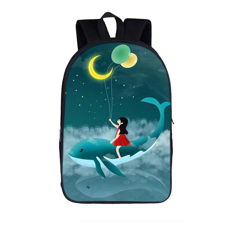 Trendy Youthful Colorful Galaxy Space Cat Dog Animal School Bags Notebook Backpacks 3D Printed Oxford Waterproof Travel Bags