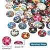 PH PandaHall Set of About 100 Cabochons 12mm Floral Pattern Rainbow Color Glass Cabochon Round Beads Mixed Circular Magnifying Lens Effect Accessory