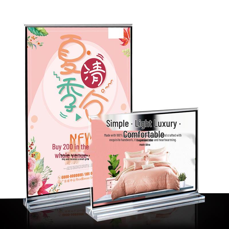 Acrylic A4/A5 Double-Sided Table Sign Stand - Transparent Display for Menus, Prices, and Numbers A6 Horizontal