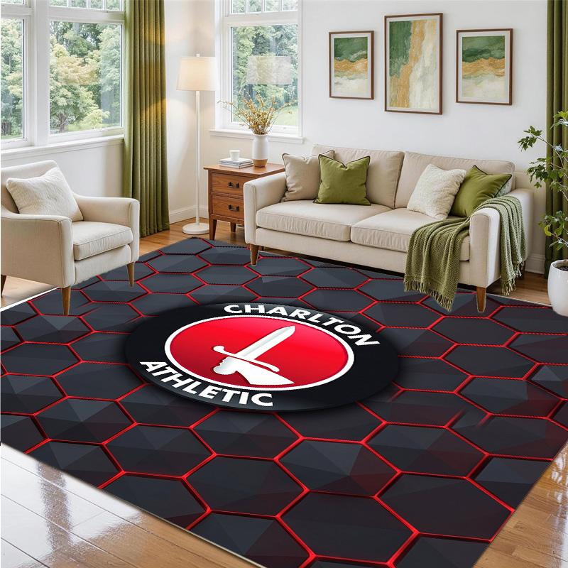 Charlton Athletic FC Design Crystal Velvet Rug Soft Decorative Mat for Bedroom Entrance