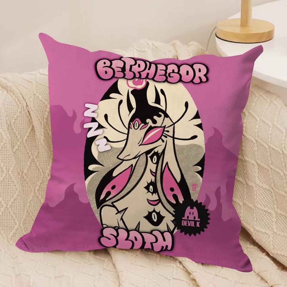 Anime H-HelluvaS B-Boss Cushion Cover Soft Plush Fabric Double-Sided Printed Sofa Cushion Cover for All Seasons Home Decor Gift