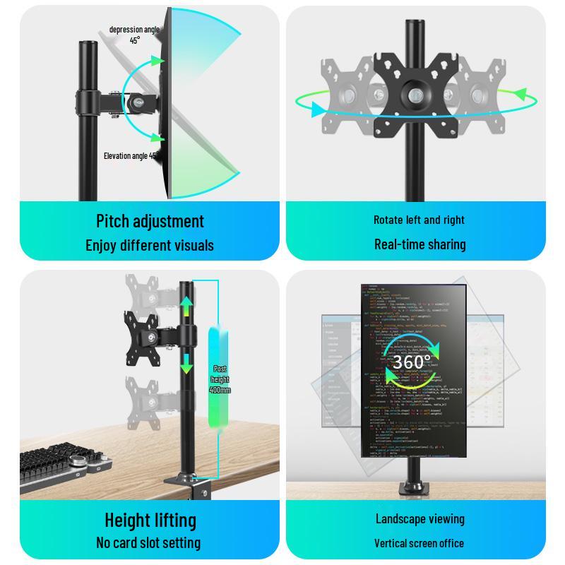Universal Adjustable LCD Monitor Stand with Telescopic and Rotating Screen Desk Clamp