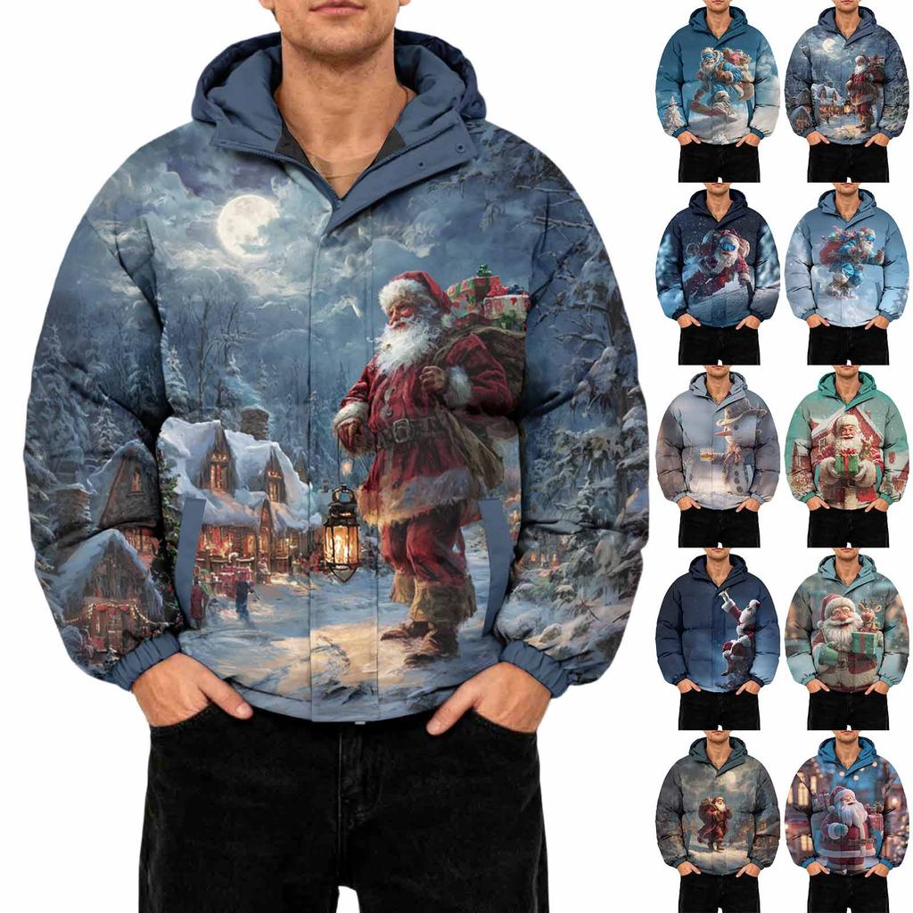 Men's Oversized Casual Down Jacket With Long Sleeves And Hood