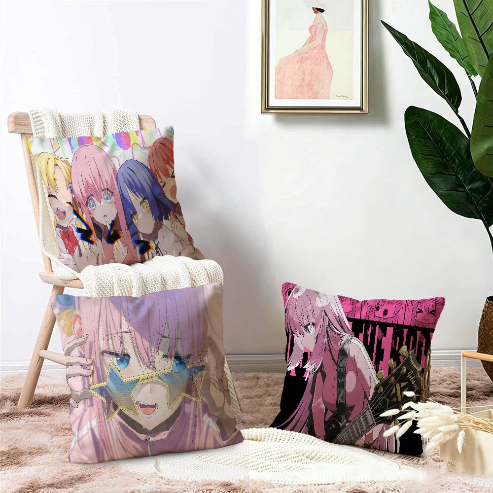 Anime BOCCHI THE ROCK Cushion Cover Car Throw Pillow Case For Sofa Car Christmas Gift 40x40cm 45x45cm