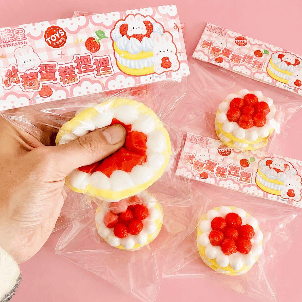 Pu Material Squeeze Stress Toy Slow Rebound Simulation Strawberry Slow Rising Toy Cake Cream Blaster Burger Shape
