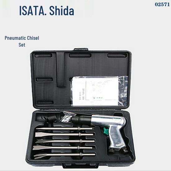 SATA 8-Piece Pneumatic Air Hammer Set with Chisel and Shovel Attachments SATA