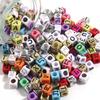100pcs 6mm Acrylic Russian Letter Beads Square Alphabet Loose Spacer Beads For Jewelry Making DIY Necklace Bracelets Accessories