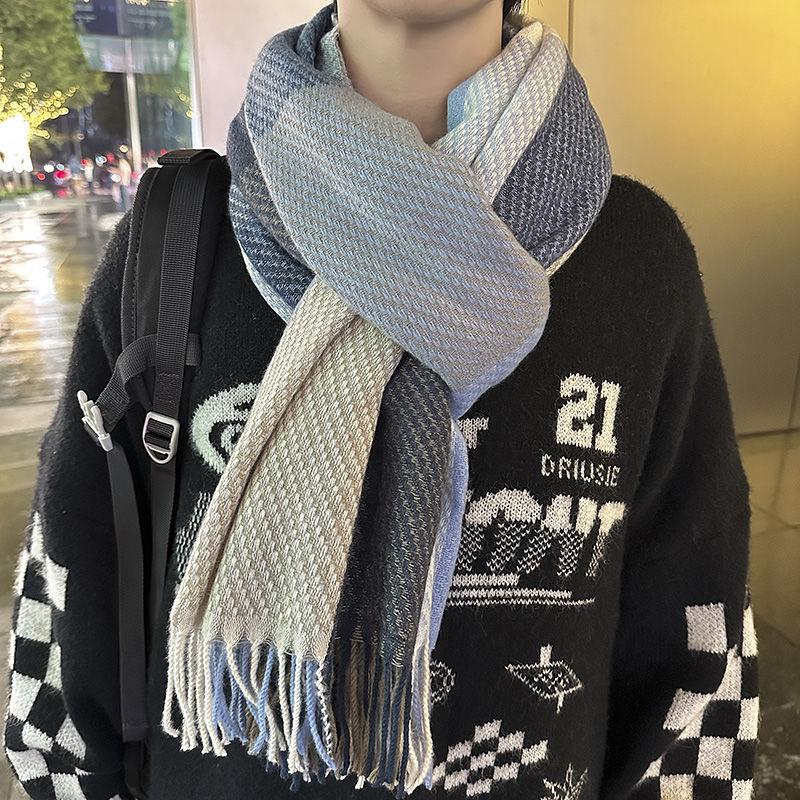 Preppy Style Couple Plaid Scarf Men & Women Neck Warmer Winter Warm Student Gift Dopamine Scarf
