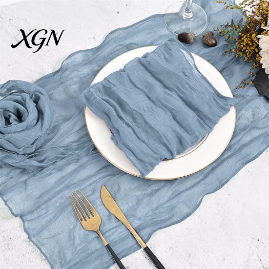 Rustic Wedding Table Decor Cheesecloth Runner, Sheer Boho Dining Heat Resistant Runner Centerpiece for Bridal Shower Baby Modern Events