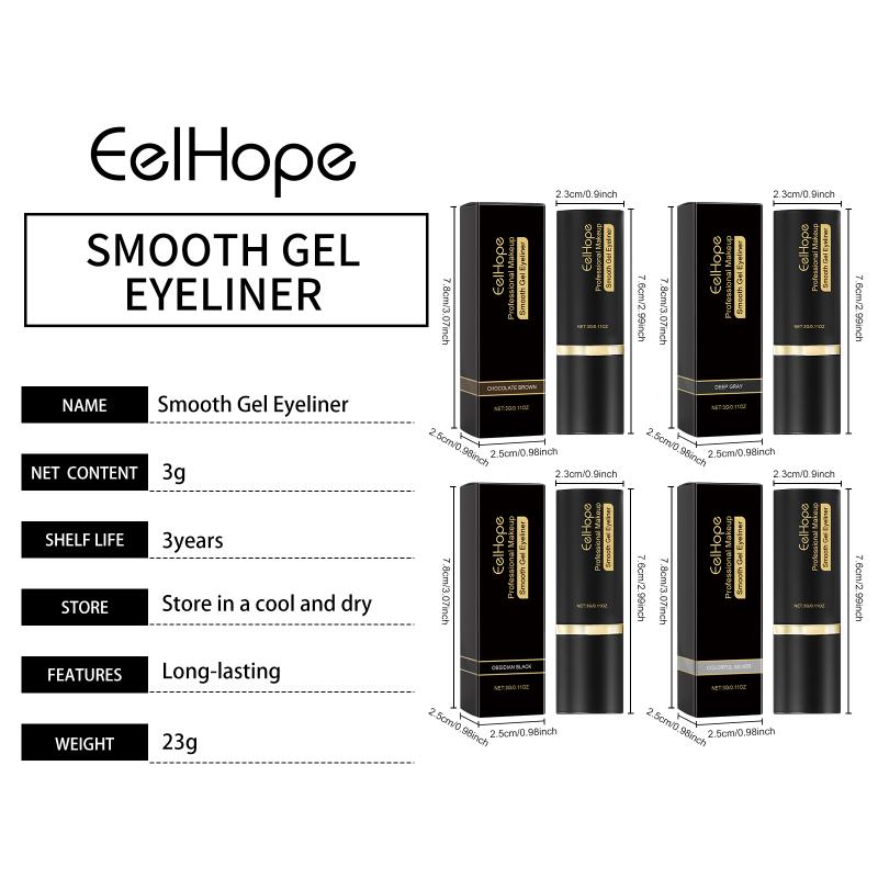 Waterproof Long Lasting Smooth Gel Eyeliner Highly Pigmented Eye Enlarging Multi Color Portable Eye Liner Makeup Daily Silver