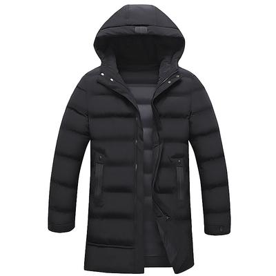 Winter New Cotton-padded Jacket Men's Korean Version of Long Down Cotton-padded Jacket Padded Hooded Plus Size Cotton-padded Jacket Men.