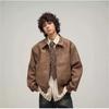 2023 Vintage Brown Distressed Leather Jacket for Men - Trendy Spring & Fall Fashion